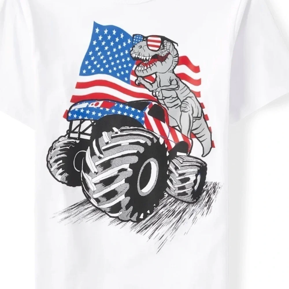 The children’s place size medium short sleeve Dino American flag tee shirt NWT